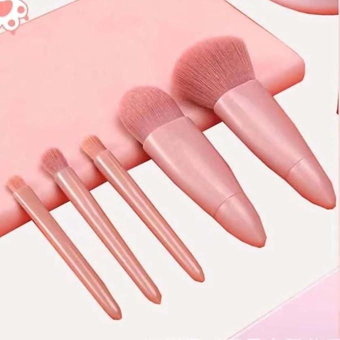 5 in 1 Makeup Brush Set with Mirror Case
